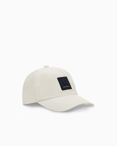 Armani Exchange Men's Curved Visor on Tone Front Logo Patch Baseball Cap, White, Einheitsgröße von Armani Exchange