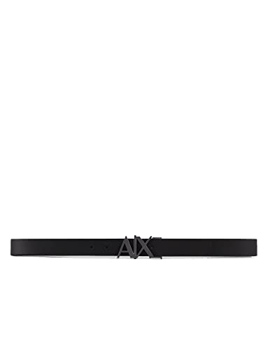 Armani Exchange Men's Essenial, Double face, Metal Logo Plaque Belt, Black/Dark Brown, 28 von Armani Exchange