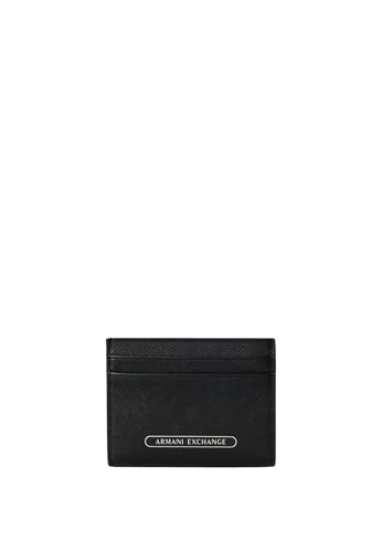 Armani Exchange Men's Essential, Back Embossed Monogram, Front Lettering Logo Plate Travel Accessory-Envelope Card Holder, Black von Armani Exchange