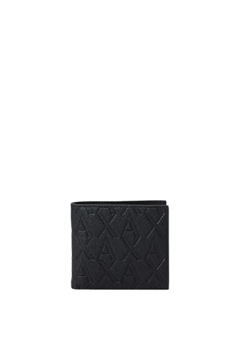 Armani Exchange Men's Essential, Embossed Monogram Texture Bi-Fold Wallet, Black von Armani Exchange