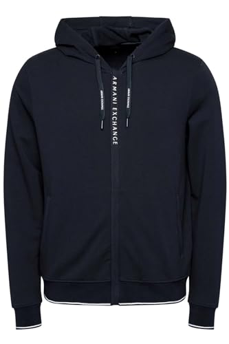 Armani Exchange Men's Essential, Full Zip, Logo Lettering Hooded Sweatshirt, Black Heather, X-Large von Armani Exchange