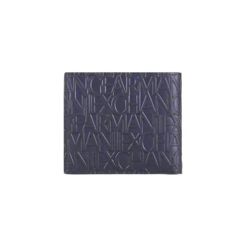 Armani Exchange Men's Essential, Jim, Sustainable, Embossed All Over Logo Bi-Fold Wallet, Blue von Armani Exchange