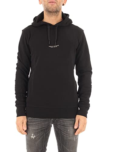 Armani Exchange Men's, Essential, Milano/New York Logo Lettering Hooded Sweatshirt, Black, XS von Armani Exchange