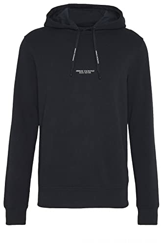 Armani Exchange Men's, Essential, Milano/New York Logo Lettering Hooded Sweatshirt, Navy, M von Armani Exchange