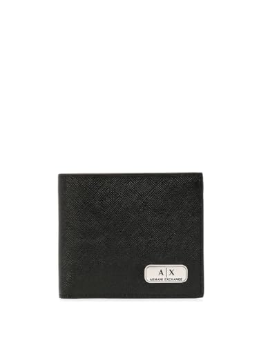 Armani Exchange Men's Essential, Saffiano, Metal Logo Bi-Fold Wallet, Black von Armani Exchange