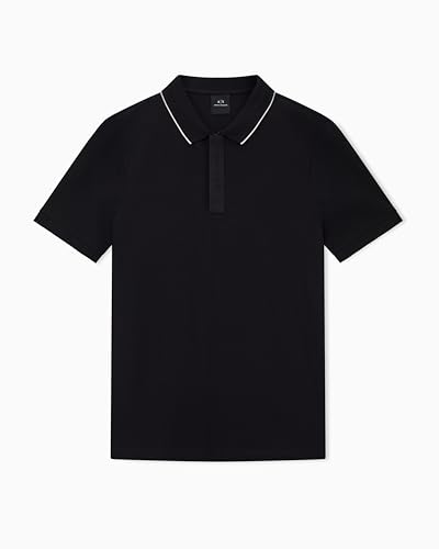 Armani Exchange Men's Essential, Striped Collar loged Button Cover Band Polo Shirt, Black, XL von Armani Exchange
