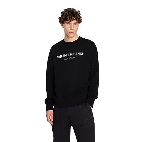 Armani Exchange Men's Limited Edition We Beat as One Capsule French Terry Pullover Sweatshirt, Black, Medium von Armani Exchange