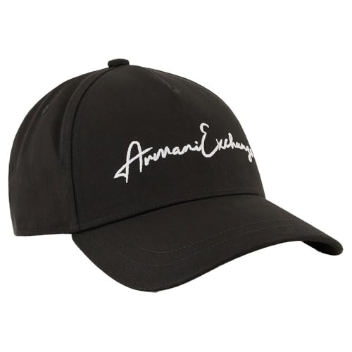 Armani Exchange Men's Logo Script Baseball Hat Baseballkappe, Schwarz/optisches Weiß, 9 von Armani Exchange