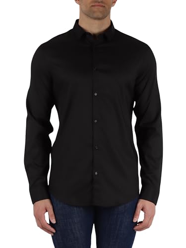 Armani Exchange Men's Long Sleeve Ultra Stretch Lyocell Button Down Shirt. Slim Fit. Black,L von Armani Exchange