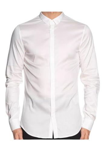 Armani Exchange Men's Long Sleeve Ultra Stretch Lyocell Button Down Shirt. Slim Fit. White,M von Armani Exchange
