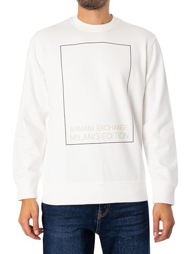 Armani Exchange Men's Milano Edition Pullover Crewneck Sweatshirt, Off White, XXL von Armani Exchange