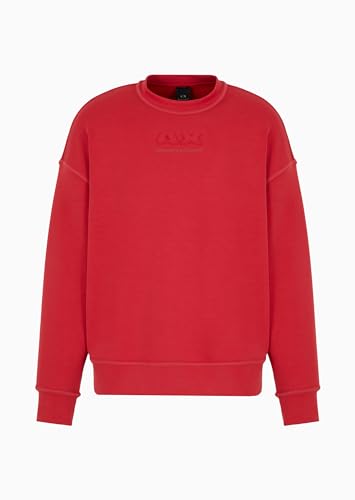 Armani Exchange Men's Modal Cotton Debossed Logo Pullover Crewneck Sweatshirt, American Beauty, S von Armani Exchange