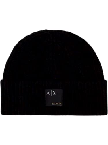 Armani Exchange Men's Patch Logo on Front Beanie Hat, Black, Uni von Armani Exchange