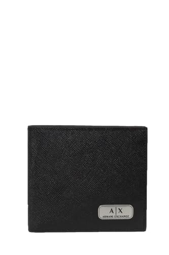 Armani Exchange Men's Essential, Saffiano, Metal Logo Bi-Fold Wallet, Black, One Size von Armani Exchange