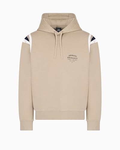 Armani Exchange Men's Utility Edge, Color Contrast Details, Embroidered Logo Lettering, Hooded Sweatshirt, Brown, L von Armani Exchange