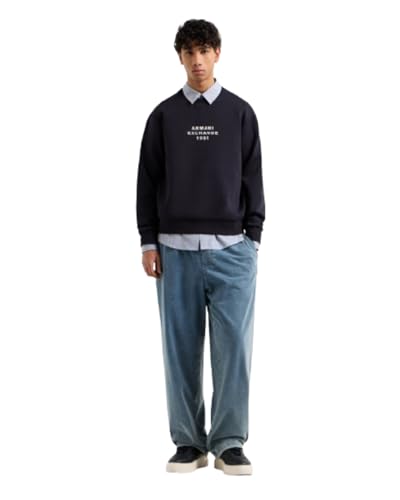 Armani Exchange Men's Pullover with Bold Logo Sweatshirt, Deep Navy, L von Armani Exchange