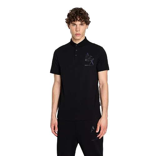 Armani Exchange Men's Regular Fit Cotton Jersey Eagle Logo Polo Shirt, Black, Klein von Armani Exchange