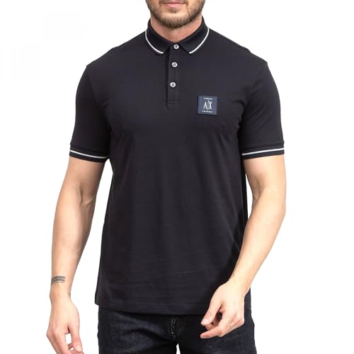 Armani Exchange Men's Regular Fit Cotton Jersey Metallic Icon Patch Polo Blue,XL von Armani Exchange