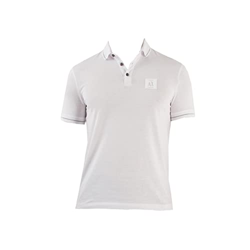 Armani Exchange Men's Regular Fit Cotton Jersey Metallic Icon Patch Polo White,L von Armani Exchange