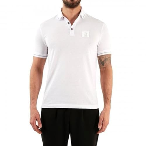 Armani Exchange Men's Regular Fit Cotton Jersey Metallic Icon Patch Polo White,L von Armani Exchange