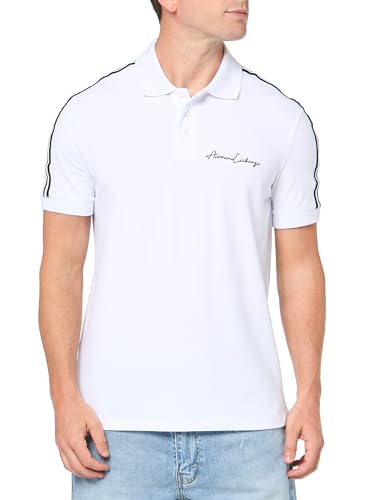 Armani Exchange Men's Regular Fit Stretch Cotton Signature Logo Polo White,S von Armani Exchange