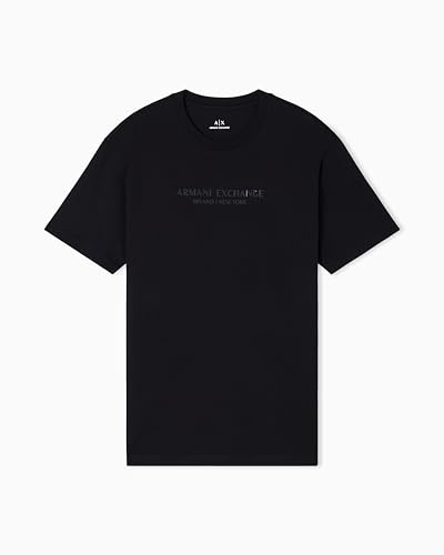 Armani Exchange Men's Short Sleeve Front Milano-New York Logo Lettering T-Shirt, Black, L von Armani Exchange