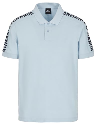 Armani Exchange Men's Short Sleeve Jacquard Logo Polo Shirt, Celestial Blue, L von Armani Exchange