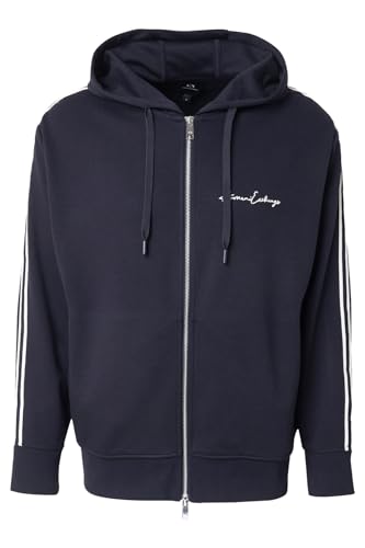 Armani Exchange Men's Signature Logo Stretch Poly Viscose Zip Up Hooded Sweatshirt, Deep Navy, XL von Armani Exchange