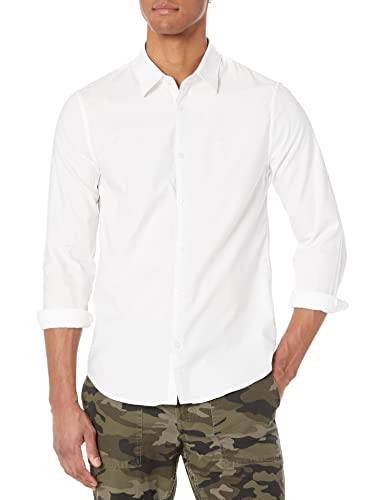 Armani Exchange Men's Slim Fit Oxford Button Up Shirt, White Oxford/7blue/W, Mittel von Armani Exchange