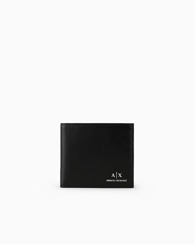Armani Exchange Men's Essential, Plain, Printed Logo Bi-Fold Wallet, Black von Armani Exchange