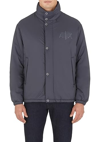 Armani Exchange Men's Snap Fastener,Front Logo, Back Print Jacket, Ebony, Large von Armani Exchange