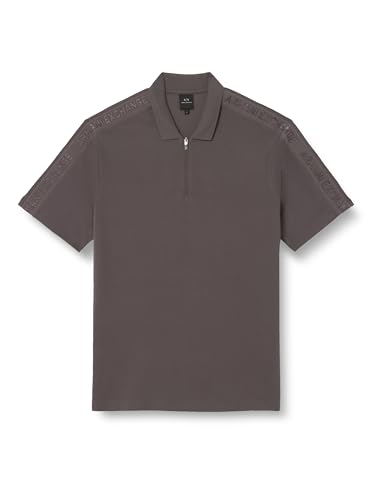 Armani Exchange Men's The Gird, Sustainable, Logo Tape, Front Zip Polo Shirt Eiffel Tower,L von Armani Exchange