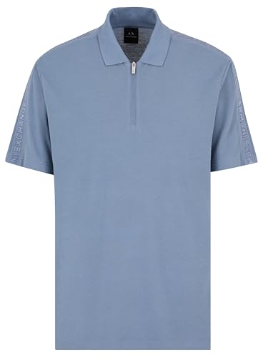Armani Exchange Men's The Gird, Sustainable, Logo Tape, Front Zip Polo Shirt Flint Stone,XS von Armani Exchange