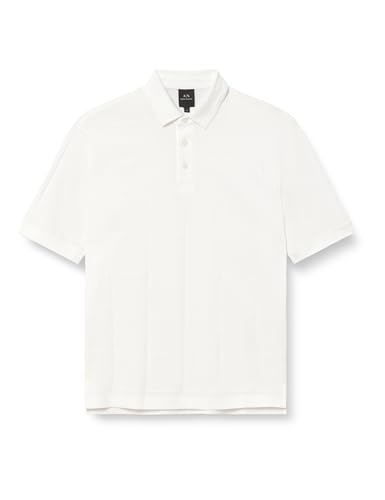 Armani Exchange Men's The Grid, Sustainable, All Over Tonal Logo Polo Shirt Off White,XS von Armani Exchange
