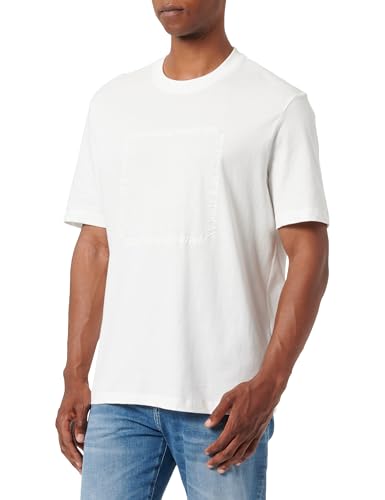 Armani Exchange Men's The Grid, Sustainable, Embossed Logo Lettering T-Shirt Off White,L von Armani Exchange