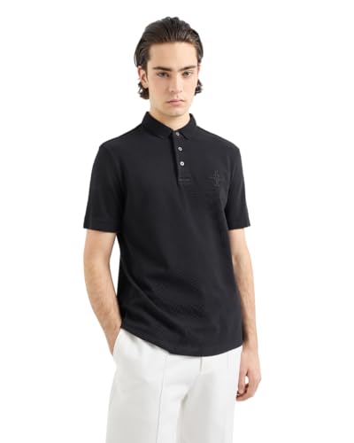 Armani Exchange Men's The Grid, Sustainable, Embroidered Front Logo Polo Shirt Black,S von Armani Exchange