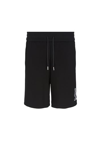 Armani Exchange Men's The Grid, Sustainable, Flock Logo Patch Bermuda Shorts Black/Off White, XS von Armani Exchange
