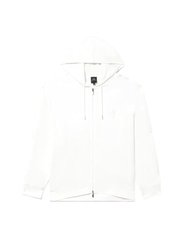 Armani Exchange Men's The Grid, Sustainable, Logo Tape Hooded Sweatshirt Off White,S von Armani Exchange