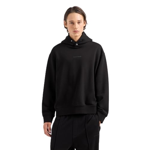 Armani Exchange Herren Small Front and Back Cotton French Terry Hooded Sweatshirt, Schwarz, M EU von Armani Exchange