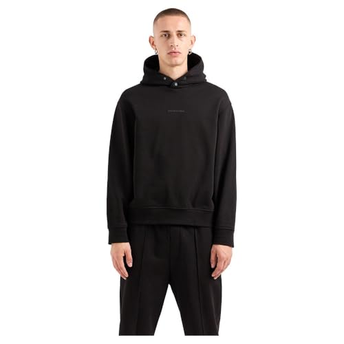 Armani Exchange Men's The Grid, Sustainable, Printed Logo Lettering Hooded Sweatshirt Black,XXL von Armani Exchange