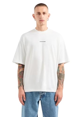 Armani Exchange Men's The Grid, Sustainable, Printed Logo Lettering T-Shirt Off White,XS von Armani Exchange