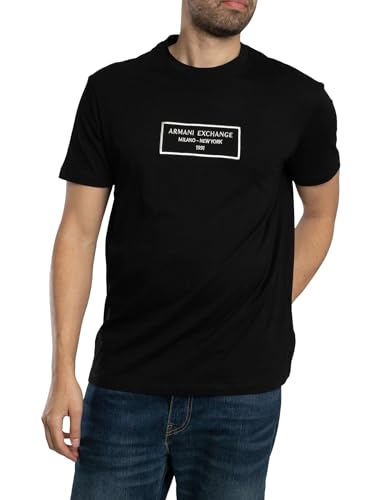 Armani Exchange Men's Urban Heights, Sustainable, Embroidered Logo Lettering T-Shirt, Black, XXL von Armani Exchange