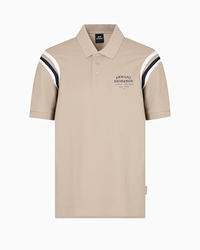 Armani Exchange Men's Utility Edge, Color Contrast Armhole Stripes, Embroidered Logo Polo Shirt, Roasted Cashew, M von Armani Exchange