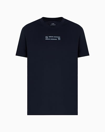 Armani Exchange Men's Utility Edge, Lettering, Embroidered Logo T-Shirt, Deep Navy, M von Armani Exchange