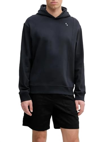 Armani Exchange Men's Utility Edge, Sustainable, Embroidered Patch Logo Hooded Sweatshirt, Deep Navy, XS von Armani Exchange