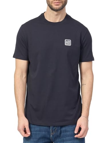 Armani Exchange Men's Utility Edge, Sustainable, eco-Leather Logo Patch,Regular Fit,Blue,XXL von Armani Exchange