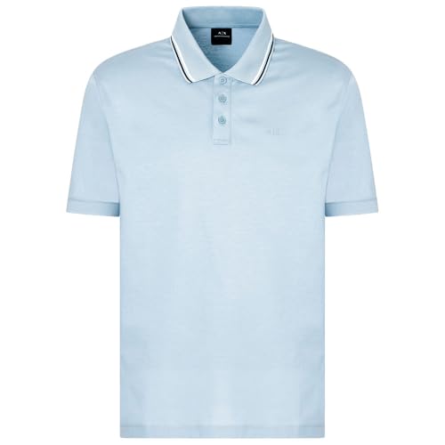 Armani Exchange Men's Utitlity Edge, Collar Stripes, Embroidered Logo Polo Shirt, Ashley Blue, XXL von Armani Exchange