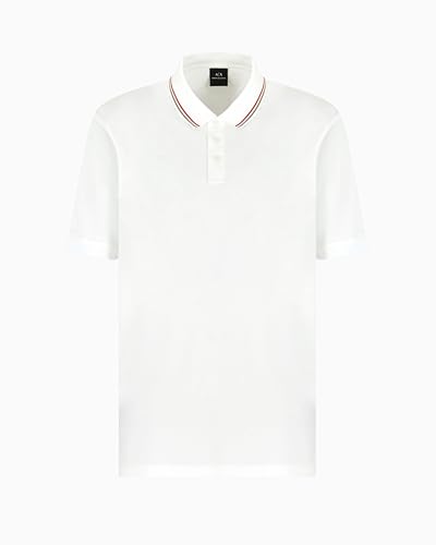 Armani Exchange Men's Utitlity Edge, Collar Stripes, Embroidered Logo Polo Shirt, Off White, M von Armani Exchange