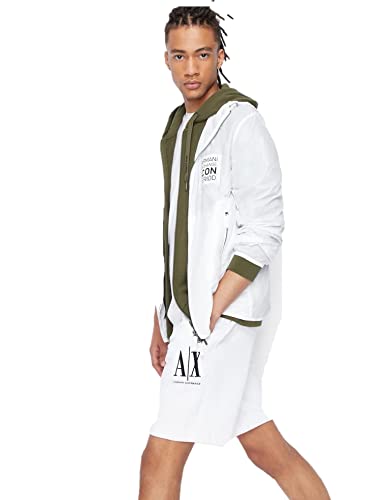 Armani Exchange Mens Embroidered Front Logo, Adjustable Drawstrings Lässige Shorts, White, L von Armani Exchange