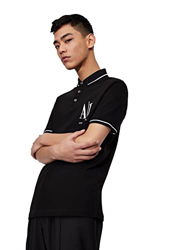 Armani Exchange Mens Maxi Embroidered Logo, Regular Fit Polohemd, Black, Small von Armani Exchange